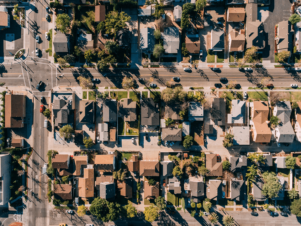 top view of a neighborhood